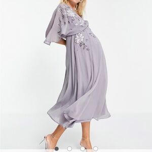 ASOS DESIGN Maternity blouson embroidered maxi dress with cape back